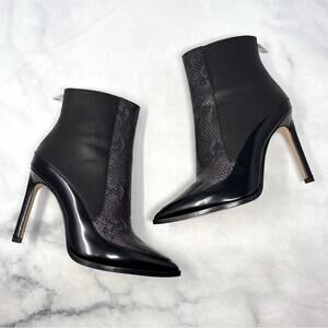DIESEL D Ipper Snakeskin Patent Leather Zipper Stiletto Heel Pointed Toe Boot 39